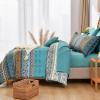imageBoho Queen Comforter Set 8 Pieces Teal Comforter Bohemian Striped Bed in A BagSoft Microfiber Bedding Set for All SeasonsTeal and Yellow