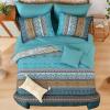 imageBoho Queen Comforter Set 8 Pieces Teal Comforter Bohemian Striped Bed in A BagSoft Microfiber Bedding Set for All SeasonsTeal and Yellow