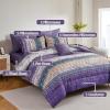 imageBoho Queen Comforter Set 8 Pieces Teal Comforter Bohemian Striped Bed in A BagSoft Microfiber Bedding Set for All SeasonsViolet