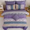 imageBoho Queen Comforter Set 8 Pieces Teal Comforter Bohemian Striped Bed in A BagSoft Microfiber Bedding Set for All SeasonsViolet