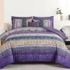 imageBoho Queen Comforter Set 8 Pieces Teal Comforter Bohemian Striped Bed in A BagSoft Microfiber Bedding Set for All SeasonsViolet