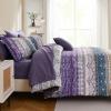 imageBoho Queen Comforter Set 8 Pieces Teal Comforter Bohemian Striped Bed in A BagSoft Microfiber Bedding Set for All SeasonsViolet