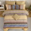 imageBoho Queen Comforter Set 8 Pieces Teal Comforter Bohemian Striped Bed in A BagSoft Microfiber Bedding Set for All SeasonsYellow