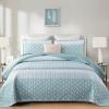 imageCottolester Aqua Quilt Set Queen Size Boho Striped Bedspread Lightweight Soft Microfiber Bedding Set 96quotx90quot 3 PiecesAqua