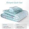 imageCottolester Aqua Quilt Set Queen Size Boho Striped Bedspread Lightweight Soft Microfiber Bedding Set 96quotx90quot 3 PiecesAqua