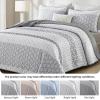 imageCottolester Aqua Quilt Set Queen Size Boho Striped Bedspread Lightweight Soft Microfiber Bedding Set 96quotx90quot 3 PiecesGrey