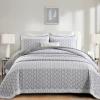 imageCottolester Aqua Quilt Set Queen Size Boho Striped Bedspread Lightweight Soft Microfiber Bedding Set 96quotx90quot 3 PiecesGrey