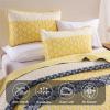 imageCottolester Aqua Quilt Set Queen Size Boho Striped Bedspread Lightweight Soft Microfiber Bedding Set 96quotx90quot 3 PiecesYellow