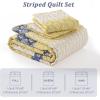 imageCottolester Aqua Quilt Set Queen Size Boho Striped Bedspread Lightweight Soft Microfiber Bedding Set 96quotx90quot 3 PiecesYellow