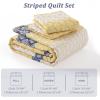 imageCottolester Aqua Quilt Set Queen Size Boho Striped Bedspread Lightweight Soft Microfiber Bedding Set 96quotx90quot 3 PiecesYellow