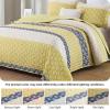 imageCottolester Aqua Quilt Set Queen Size Boho Striped Bedspread Lightweight Soft Microfiber Bedding Set 96quotx90quot 3 PiecesYellow