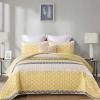 imageCottolester Aqua Quilt Set Queen Size Boho Striped Bedspread Lightweight Soft Microfiber Bedding Set 96quotx90quot 3 PiecesYellow