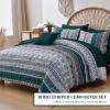 imageCottolester Boho Comforter Set Queen Size8 Piece Bed in a Bag Bohemian Striped Bedding Quilt SetPurple Paisley Floral Comforter and Sheet SetSoft Microfiber Complete Bedding Sets for All SeasonEmerald Green