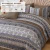 imageCottolester Boho Comforter Set Queen Size8 Piece Bed in a Bag Bohemian Striped Bedding Quilt SetPurple Paisley Floral Comforter and Sheet SetSoft Microfiber Complete Bedding Sets for All SeasonBrown