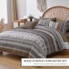 imageCottolester Boho Comforter Set Queen Size8 Piece Bed in a Bag Bohemian Striped Bedding Quilt SetPurple Paisley Floral Comforter and Sheet SetSoft Microfiber Complete Bedding Sets for All SeasonBrown