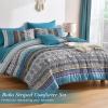 imageCottolester Boho Comforter Set Queen Size8 Piece Bed in a Bag Bohemian Striped Bedding Quilt SetPurple Paisley Floral Comforter and Sheet SetSoft Microfiber Complete Bedding Sets for All SeasonTeal