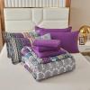 imageCottolester Boho Comforter Set Queen Size8 Piece Bed in a Bag Bohemian Striped Bedding Quilt SetPurple Paisley Floral Comforter and Sheet SetSoft Microfiber Complete Bedding Sets for All SeasonPurple
