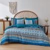 imageCottolester Boho Comforter Set Queen Size8 Piece Bed in a Bag Bohemian Striped Bedding Quilt SetPurple Paisley Floral Comforter and Sheet SetSoft Microfiber Complete Bedding Sets for All SeasonTeal Blue