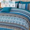 imageCottolester Boho Comforter Set Queen Size8 Piece Bed in a Bag Bohemian Striped Bedding Quilt SetPurple Paisley Floral Comforter and Sheet SetSoft Microfiber Complete Bedding Sets for All SeasonTeal Blue