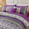 imageCottolester Boho Comforter Set Queen Size8 Piece Bed in a Bag Bohemian Striped Bedding Quilt SetPurple Paisley Floral Comforter and Sheet SetSoft Microfiber Complete Bedding Sets for All SeasonPurple