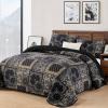 imageCottolester Queen Quilt Set 3 PiecesEmerald Green Patchwork Quilt SetBoho Farmhouse Bedspread Soft Microfiber Bedding Set 96quotx90quotBlack Gold