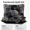 imageCottolester Queen Quilt Set 3 PiecesEmerald Green Patchwork Quilt SetBoho Farmhouse Bedspread Soft Microfiber Bedding Set 96quotx90quotBlack Gold