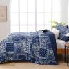 imageCottolester Queen Quilt Set 3 PiecesEmerald Green Patchwork Quilt SetBoho Farmhouse Bedspread Soft Microfiber Bedding Set 96quotx90quotBlue