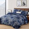 imageCottolester Queen Quilt Set 3 PiecesEmerald Green Patchwork Quilt SetBoho Farmhouse Bedspread Soft Microfiber Bedding Set 96quotx90quotBlue