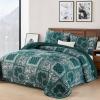 imageCottolester Queen Quilt Set 3 PiecesEmerald Green Patchwork Quilt SetBoho Farmhouse Bedspread Soft Microfiber Bedding Set 96quotx90quotEmerald Green