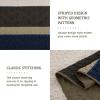imageCottolester Queen Quilt Set 3 PiecesGray and Blue Striped Quilt SetBoho Farmhouse Bedspread Soft Microfiber Bedding Set for All Season 96quotx90quotBrown and Blue