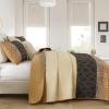 imageCottolester Queen Quilt Set 3 PiecesGray and Blue Striped Quilt SetBoho Farmhouse Bedspread Soft Microfiber Bedding Set for All Season 96quotx90quotBrown