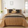 imageCottolester Queen Quilt Set 3 PiecesGray and Blue Striped Quilt SetBoho Farmhouse Bedspread Soft Microfiber Bedding Set for All Season 96quotx90quotBrown