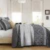 imageCottolester Queen Quilt Set 3 PiecesGray and Blue Striped Quilt SetBoho Farmhouse Bedspread Soft Microfiber Bedding Set for All Season 96quotx90quotGrey