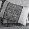 imageCottolester Queen Quilt Set 3 PiecesGray and Blue Striped Quilt SetBoho Farmhouse Bedspread Soft Microfiber Bedding Set for All Season 96quotx90quotGrey