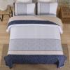 imageCottolester Queen Quilt Set 3 PiecesGray and Blue Striped Quilt SetBoho Farmhouse Bedspread Soft Microfiber Bedding Set for All Season 96quotx90quotGray and Yellow
