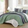imageCottolester Queen Quilt Set 3 PiecesGray and Blue Striped Quilt SetBoho Farmhouse Bedspread Soft Microfiber Bedding Set for All Season 96quotx90quotGreen and Gray