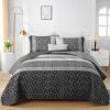imageCottolester Queen Quilt Set 3 PiecesGray and Blue Striped Quilt SetBoho Farmhouse Bedspread Soft Microfiber Bedding Set for All Season 96quotx90quotGrey