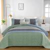 imageCottolester Queen Quilt Set 3 PiecesGray and Blue Striped Quilt SetBoho Farmhouse Bedspread Soft Microfiber Bedding Set for All Season 96quotx90quotGreen and Gray