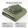 imageCottolester Queen Quilt Set 3 PiecesGray and Blue Striped Quilt SetBoho Farmhouse Bedspread Soft Microfiber Bedding Set for All Season 96quotx90quotGreen