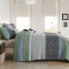 imageCottolester Queen Quilt Set 3 PiecesGray and Blue Striped Quilt SetBoho Farmhouse Bedspread Soft Microfiber Bedding Set for All Season 96quotx90quotGreen and Gray