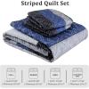imageCottolester Queen Quilt Set 3 PiecesGray and Blue Striped Quilt SetBoho Farmhouse Bedspread Soft Microfiber Bedding Set for All Season 96quotx90quotGray and Blue