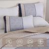 imageCottolester Queen Quilt Set 3 PiecesGray and Blue Striped Quilt SetBoho Farmhouse Bedspread Soft Microfiber Bedding Set for All Season 96quotx90quotGray and Yellow