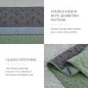 imageCottolester Queen Quilt Set 3 PiecesGray and Blue Striped Quilt SetBoho Farmhouse Bedspread Soft Microfiber Bedding Set for All Season 96quotx90quotGreen and Gray