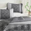 imageCottolester Queen Quilt Set 3 PiecesGray and Blue Striped Quilt SetBoho Farmhouse Bedspread Soft Microfiber Bedding Set for All Season 96quotx90quotGrey