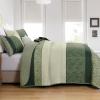 imageCottolester Queen Quilt Set 3 PiecesGray and Blue Striped Quilt SetBoho Farmhouse Bedspread Soft Microfiber Bedding Set for All Season 96quotx90quotGreen