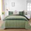 imageCottolester Queen Quilt Set 3 PiecesGray and Blue Striped Quilt SetBoho Farmhouse Bedspread Soft Microfiber Bedding Set for All Season 96quotx90quotGreen