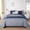 imageCottolester Queen Quilt Set 3 PiecesGray and Blue Striped Quilt SetBoho Farmhouse Bedspread Soft Microfiber Bedding Set for All Season 96quotx90quotGray and Blue