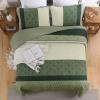 imageCottolester Queen Quilt Set 3 PiecesGray and Blue Striped Quilt SetBoho Farmhouse Bedspread Soft Microfiber Bedding Set for All Season 96quotx90quotGreen