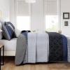 imageCottolester Queen Quilt Set 3 PiecesGray and Blue Striped Quilt SetBoho Farmhouse Bedspread Soft Microfiber Bedding Set for All Season 96quotx90quotGray and Blue