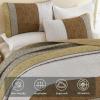 imageCottolester Queen Quilt Set 3 PiecesGray and Blue Striped Quilt SetBoho Farmhouse Bedspread Soft Microfiber Bedding Set for All Season 96quotx90quotKhaki and Brown